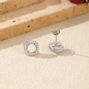 925 Sterling Silver Vintage Cushion Opal Stud Earrings 40700047 925 Sterling Silver Vintage Cushion Opal Stud Earrings 40700047