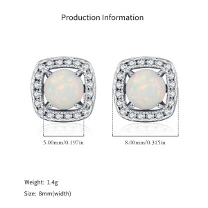 925 Sterling Silver Vintage Cushion Opal Stud Earrings 40700047 925 Sterling Silver Vintage Cushion Opal Stud Earrings 40700047