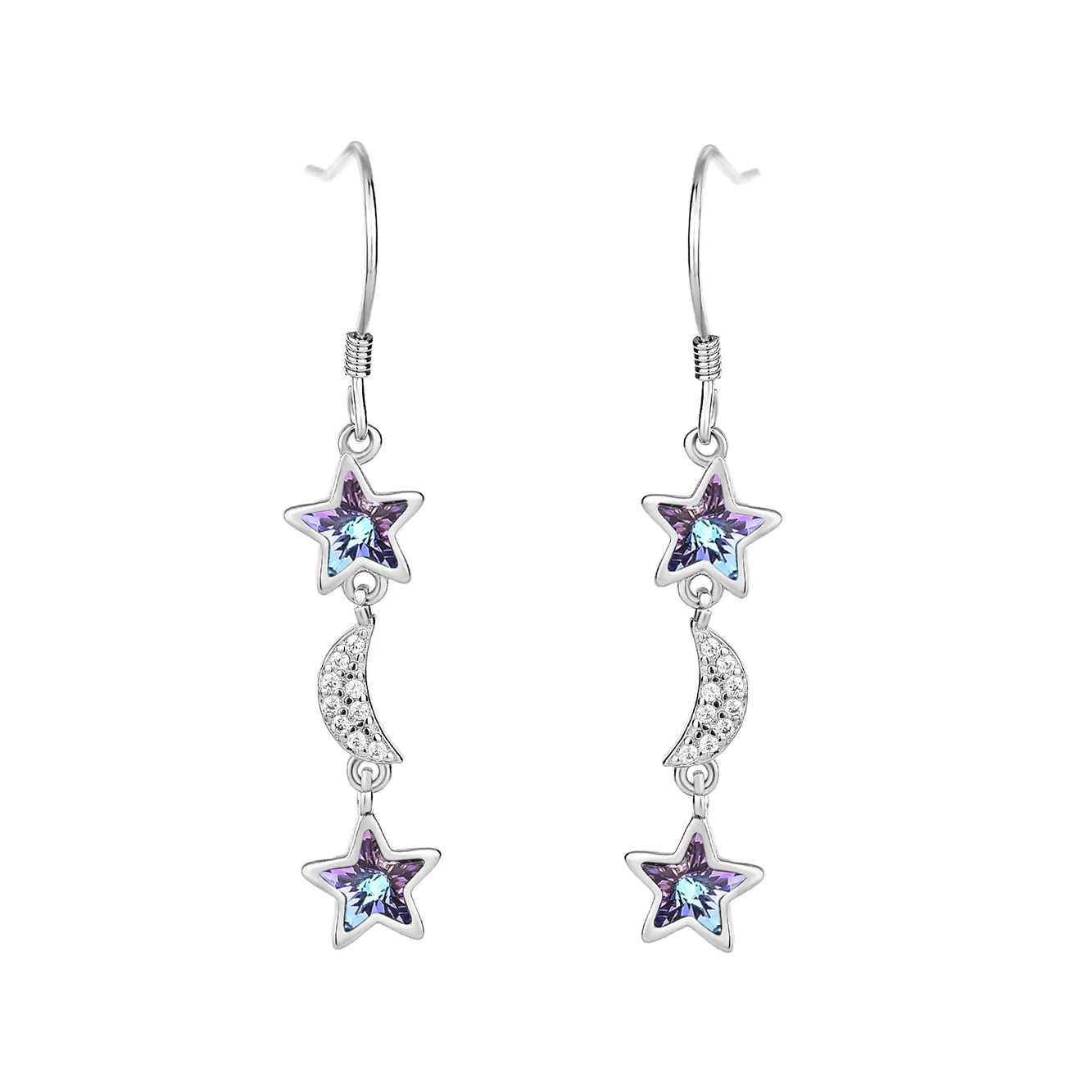 Austrian Crystals Butterfly Cubic Zirconia Star Moon Dangle Earring 50100001