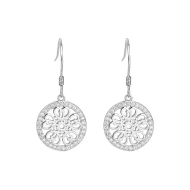 Cubic Zirconia Circle Flower Dangle Earring 50100005