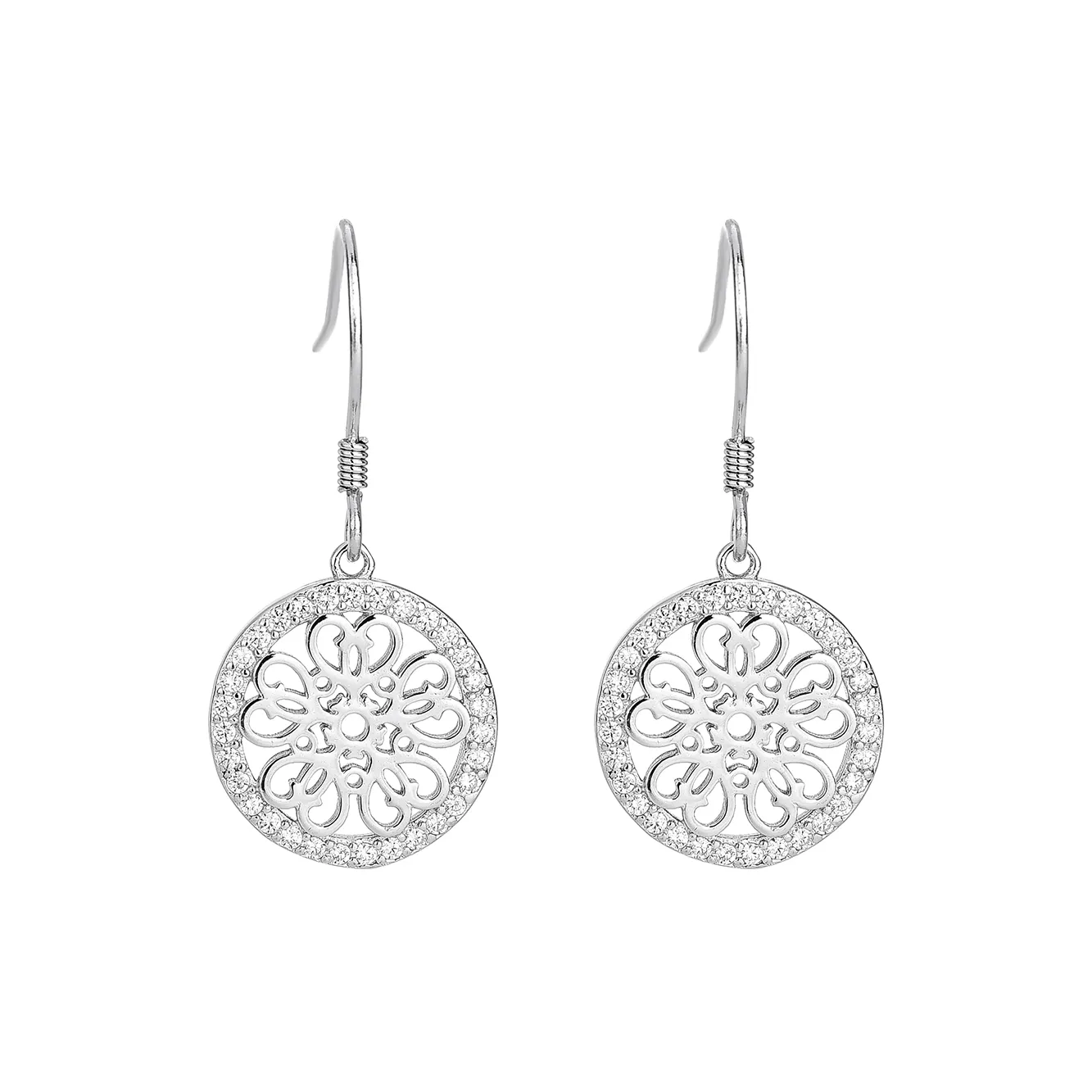 Cubic Zirconia Circle Flower Dangle Earring 50100005