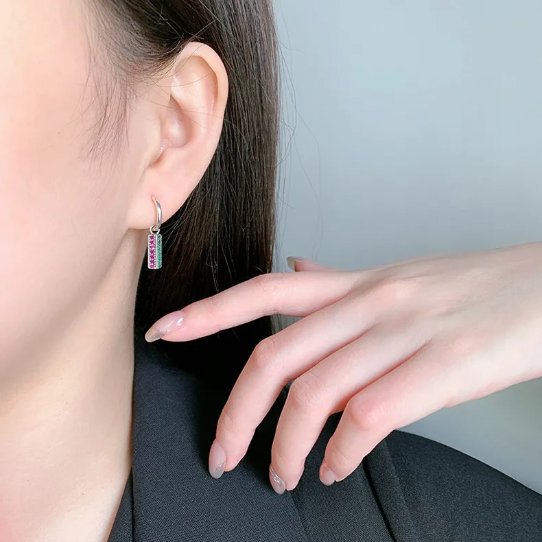 Vintage Zirconia Cylinder Dangle Drop Earrings 50100012 - image2