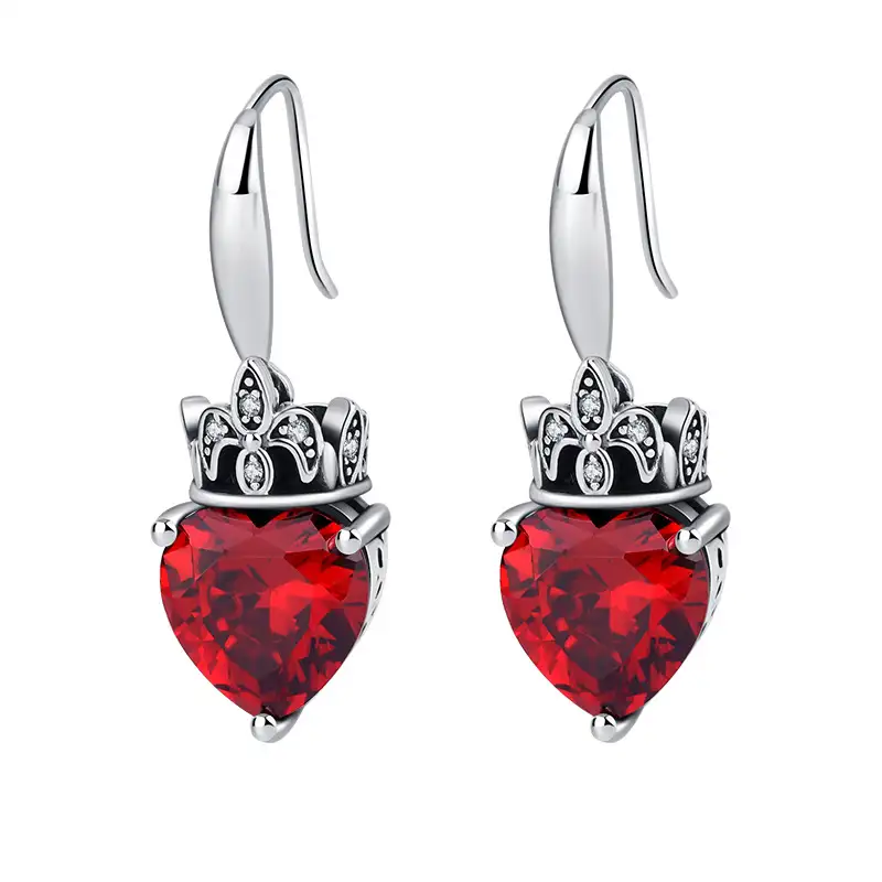 Vintage Zirconia Heart Flower Dangle Earrings 50100014