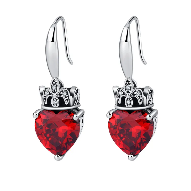 Vintage Zirconia Heart Flower Dangle Earrings 50100014