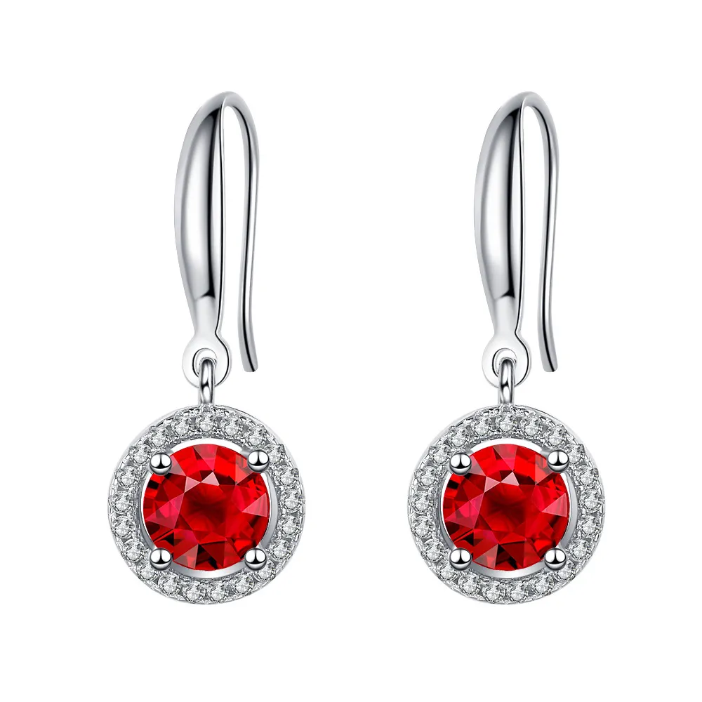 Red Zirconia Birthday Stone Dangle Earrings 50100020