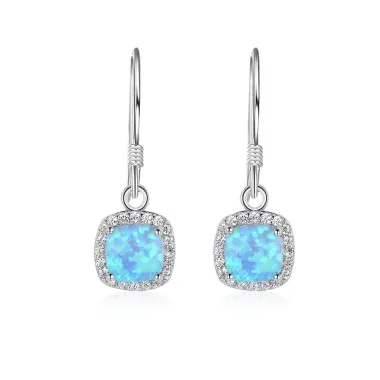 Vintage Zirconia Blue Opal Dangle Earring 50100024