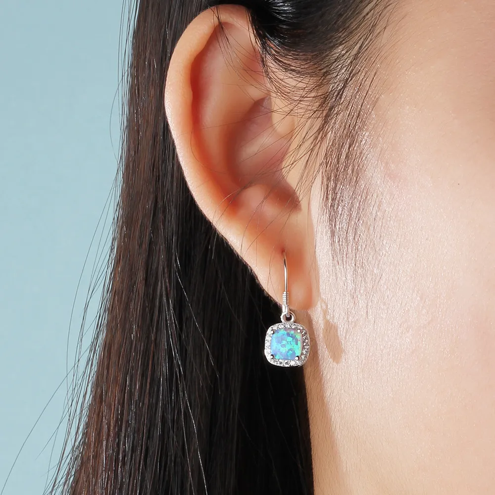 Vintage Zirconia Blue Opal Dangle Earring 50100024 - image1