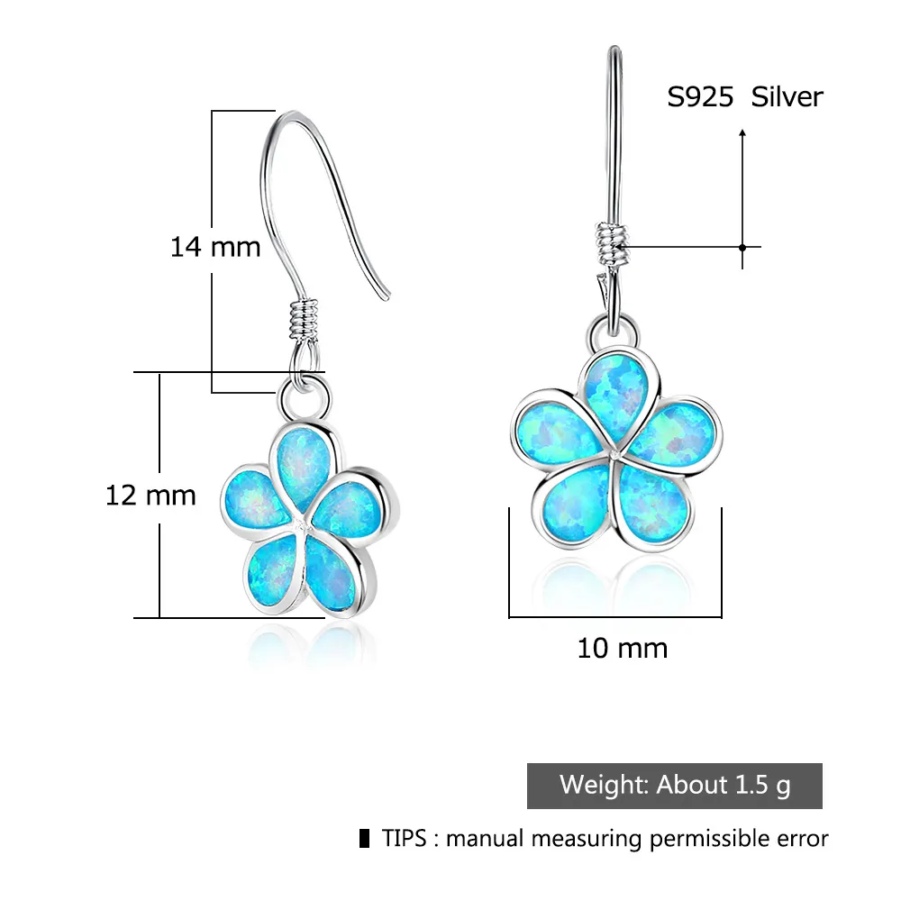 Bloom Flower Blue Opal Dangle Earring 50100025 - image2
