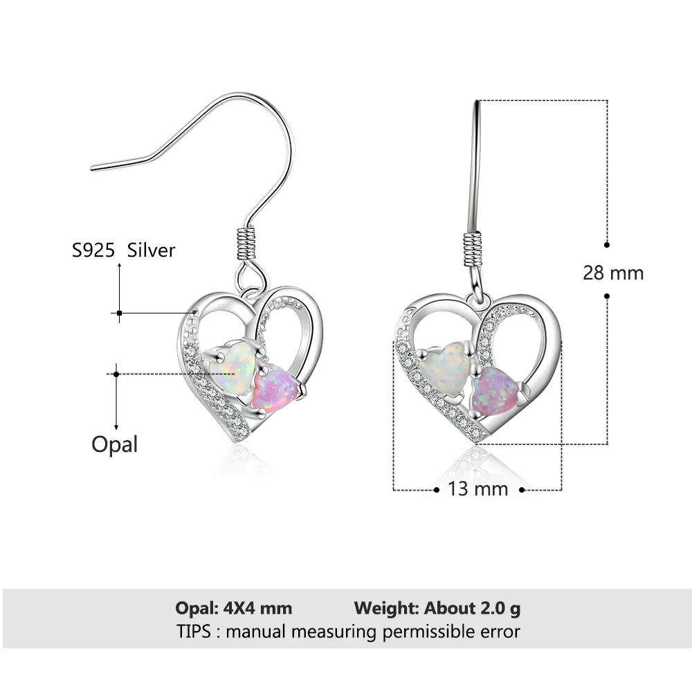 Zirconia Heart Opal Dangle Earring 50100028 - image2