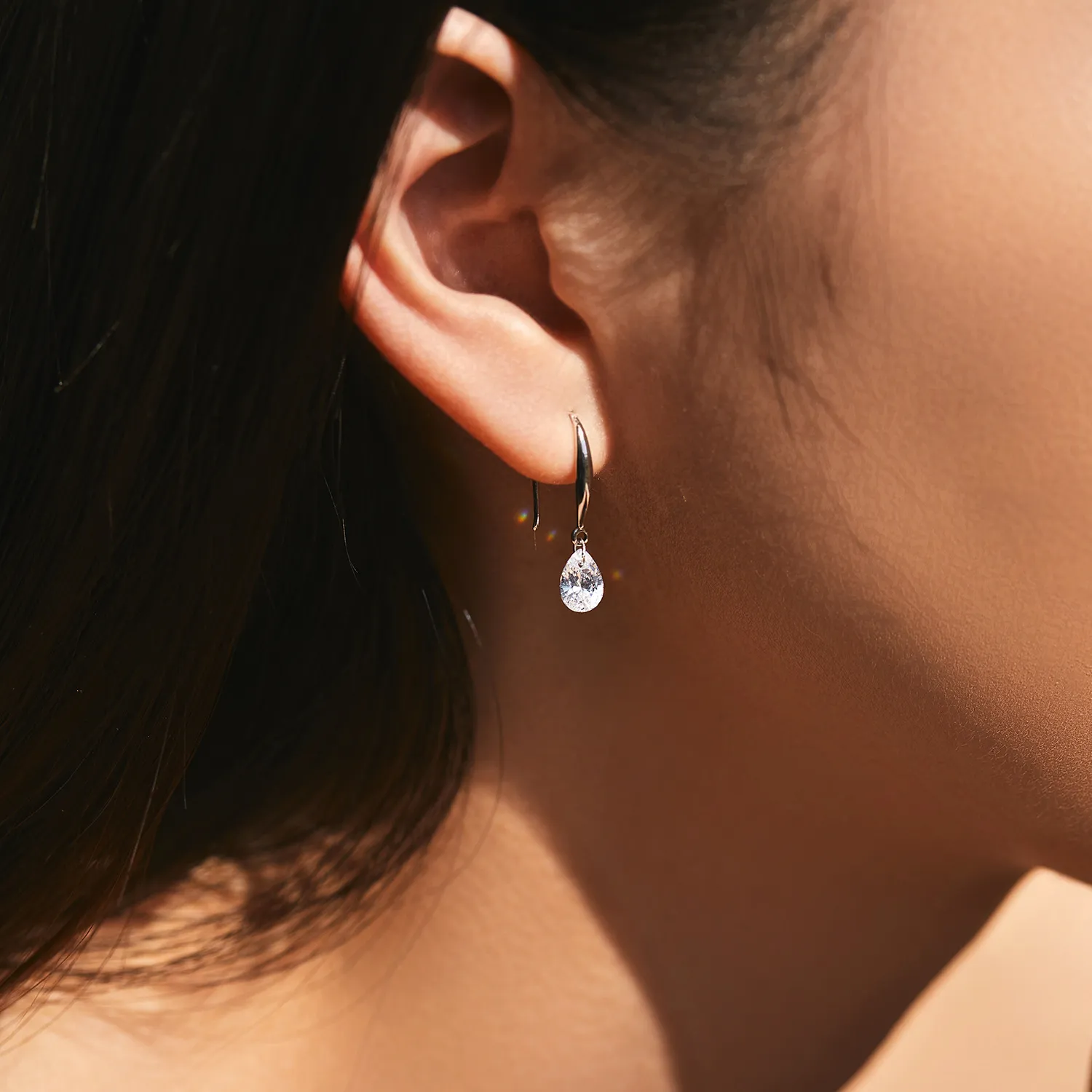 925 Sterling Silver Waterdrop Zirconia Dangle Earring 50100032 - image1