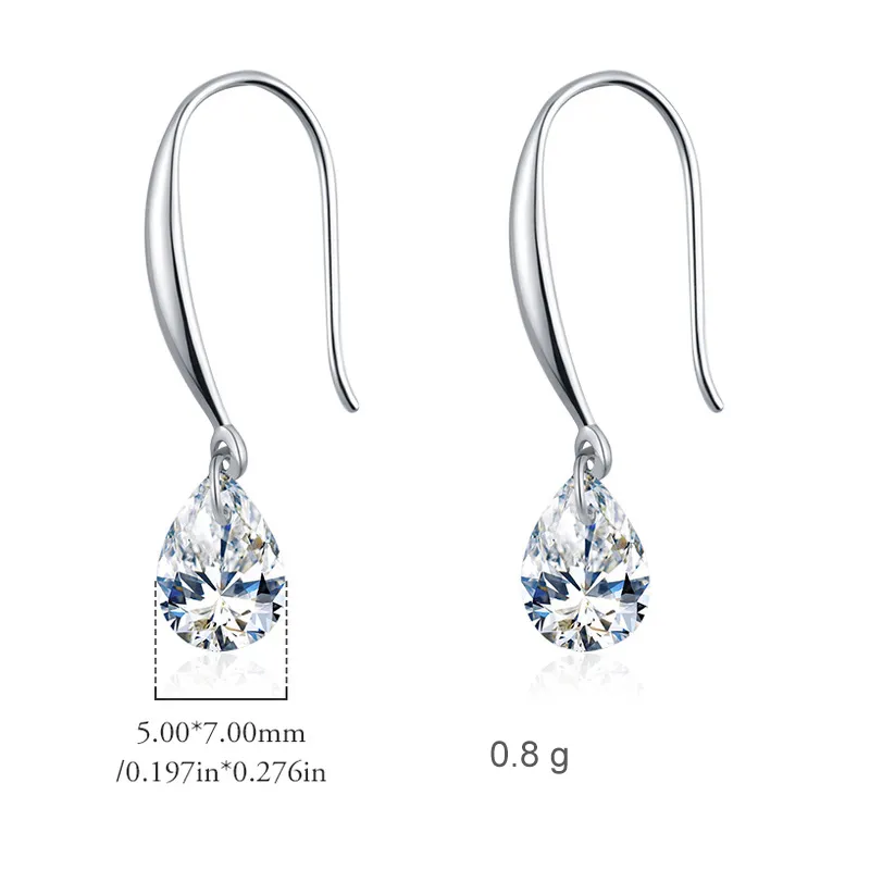 925 Sterling Silver Waterdrop Zirconia Dangle Earring 50100032 - image2