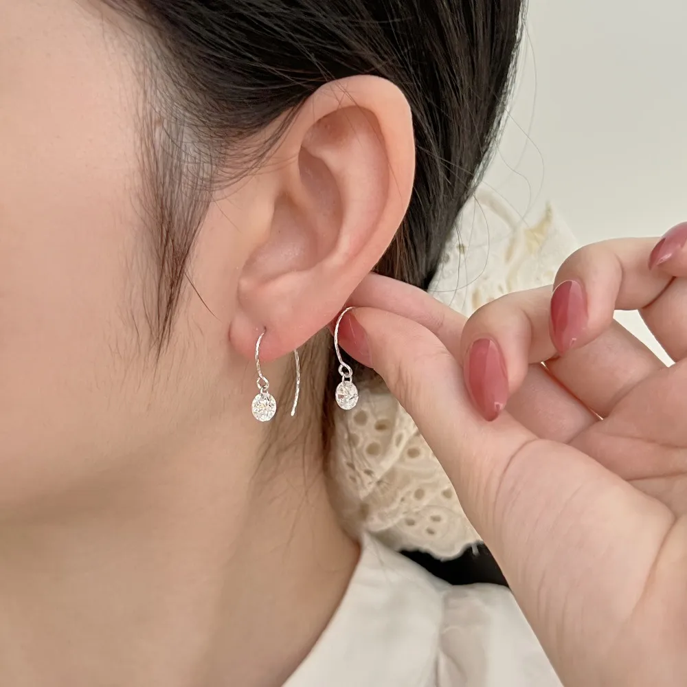 925 Sterling Silver Top-Drilled Round Hook Earrings 50100037 - image1