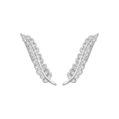 Silver Cubic Zirconia Leaf Climber Earring 50200002