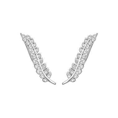 Silver Cubic Zirconia Leaf Climber Earring 50200002