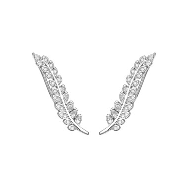 Silver Cubic Zirconia Leaf Climber Earring 50200002