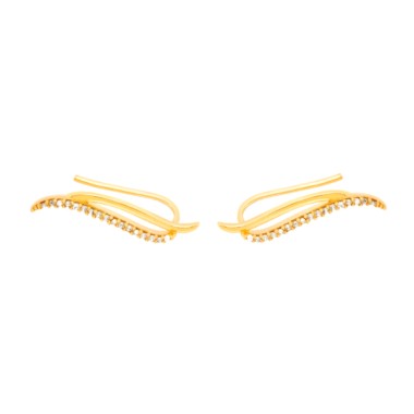 925 Sterling Silver Waved Zirconia Ear Climber 50200019