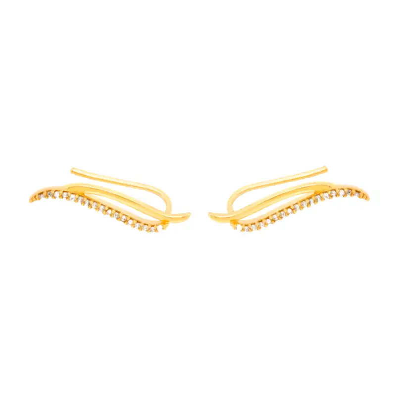 925 Sterling Silver Waved Zirconia Ear Climber 50200019