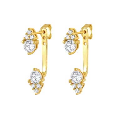 Silver Round Cubic Zirconia Ear Jacket 50200022