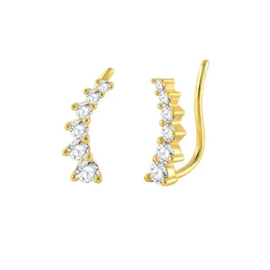 Silver Cubic Zirconia Line Ear Climbers 50200026