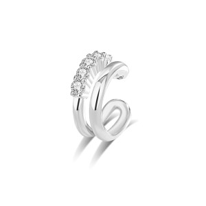 1pcs 925 Sterling Silver Double Row CZ Ear Cuff 50300010
