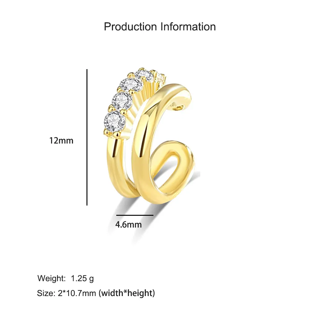 1pcs 925 Sterling Silver Double Row CZ Ear Cuff 50300010 - image2