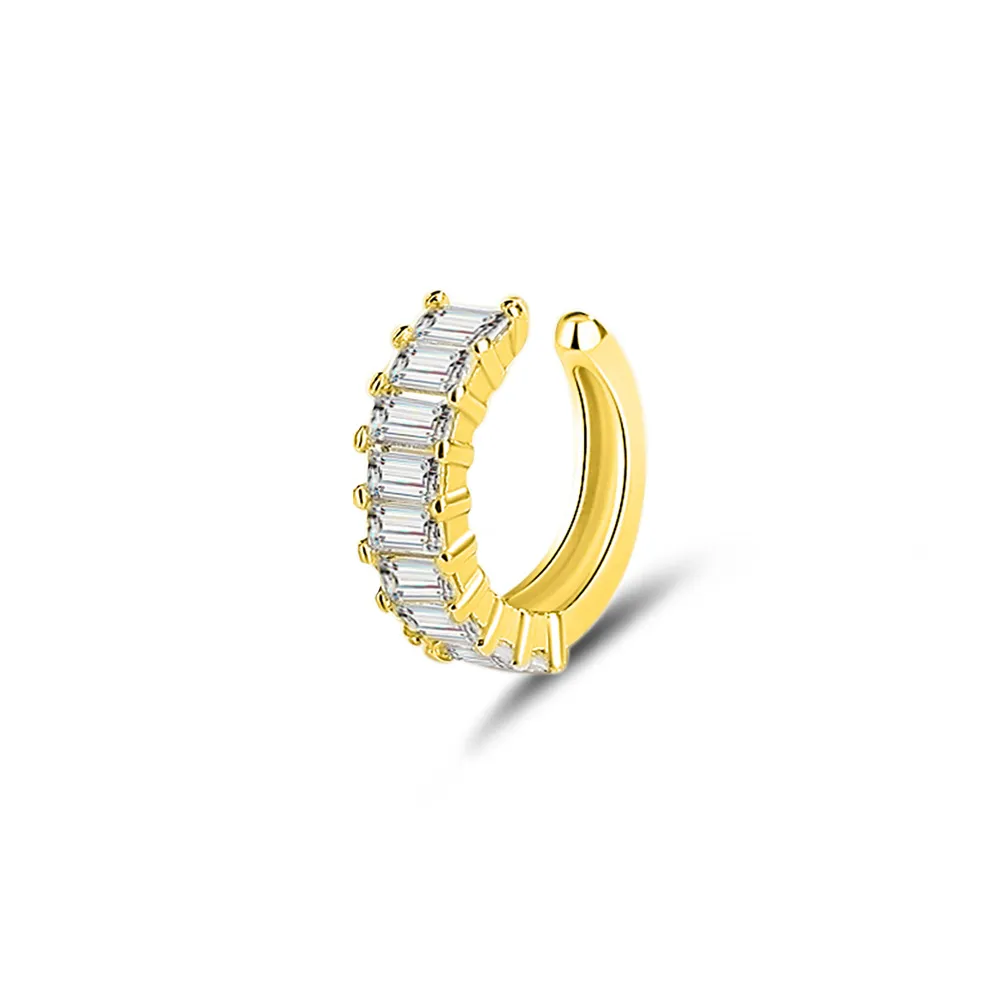 1pcs 925 Sterling Silver Gold Plated Baguette CZ Ear Cuff 50300011
