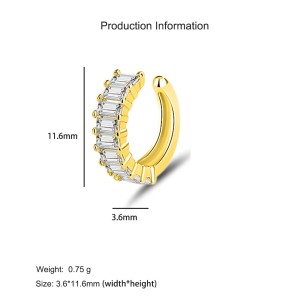 1pcs 925 Sterling Silver Honeycomb CZ Ear Cuff 50300012