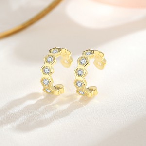 1pcs 925 Sterling Silver Honeycomb CZ Ear Cuff 50300012