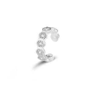 1pcs 925 Sterling Silver Honeycomb CZ Ear Cuff 50300012
