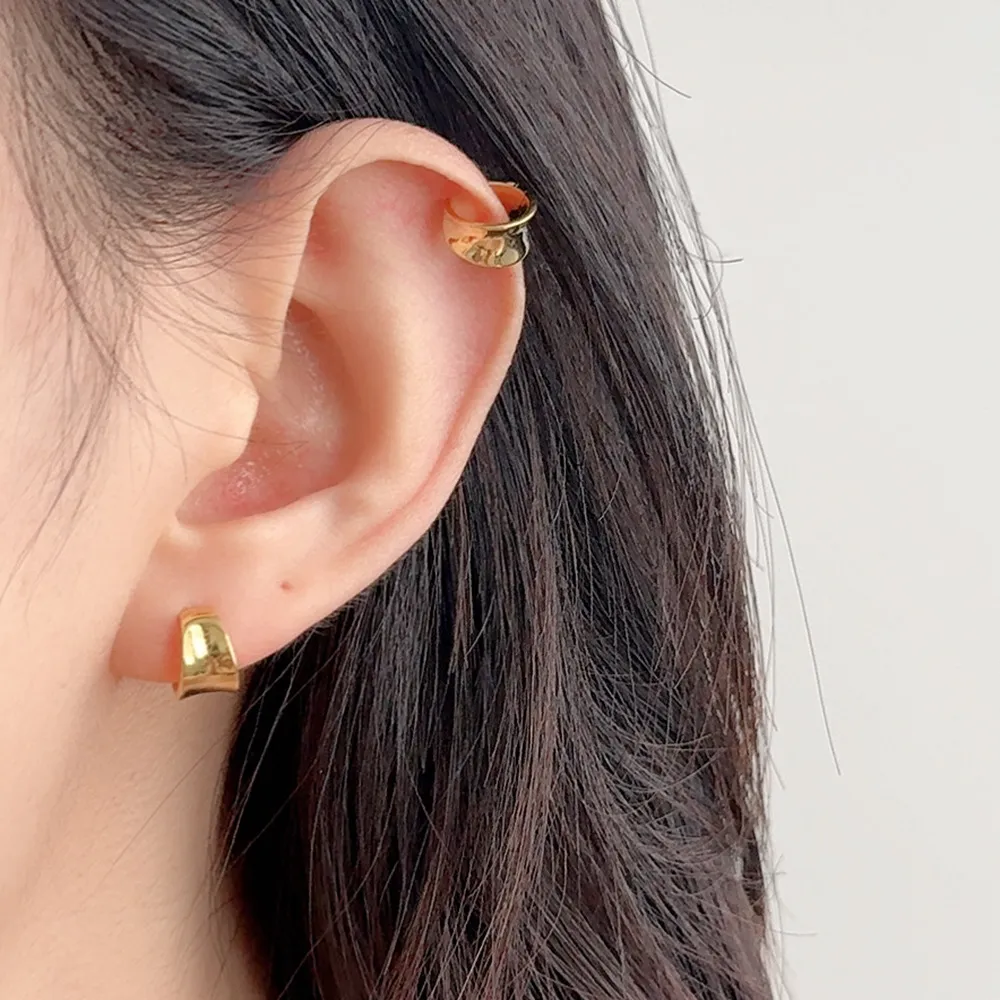 1pcs 925 Sterling Silver Wide Concave Mirror Ear Cuff 50300013 - image1