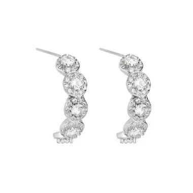 Silver Cubic Zirconia Flower Ear Huggers 50400001