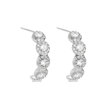 Silver Cubic Zirconia Flower Ear Huggers 50400001