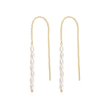 925 Silver Pearls Thread Through Earrings 50500002