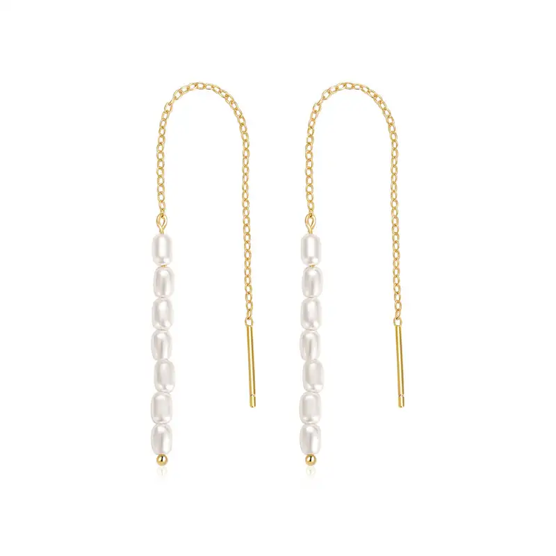 925 Silver Pearls Thread Through Earrings 50500002