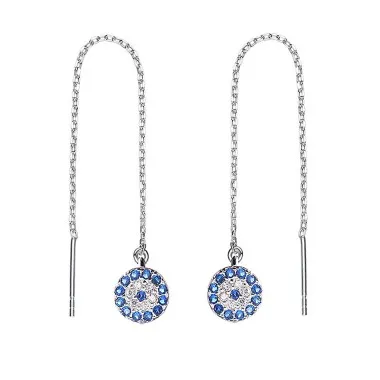 925 Sterling Silver Evil Eye Thread Through Earrings 50500003