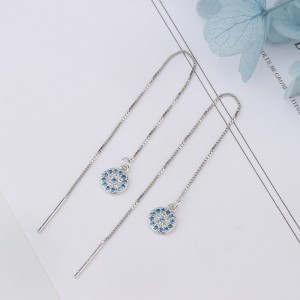 Box Chain Zirconia Eyes Thread Through Earring 50500004