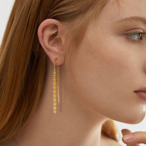 925 Sterling Silver Thread Through Tassel Earring 50500005