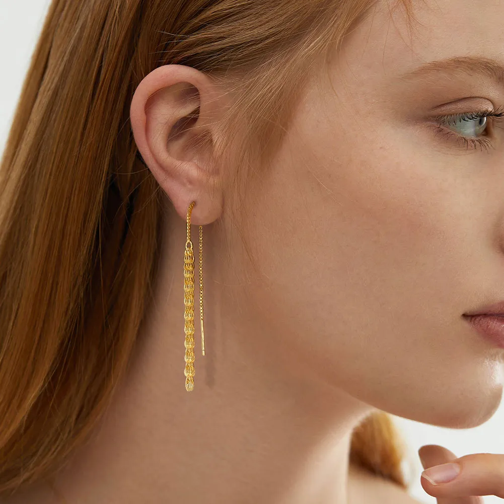 925 Sterling Silver Thread Through Tassel Earring 50500005 - image1