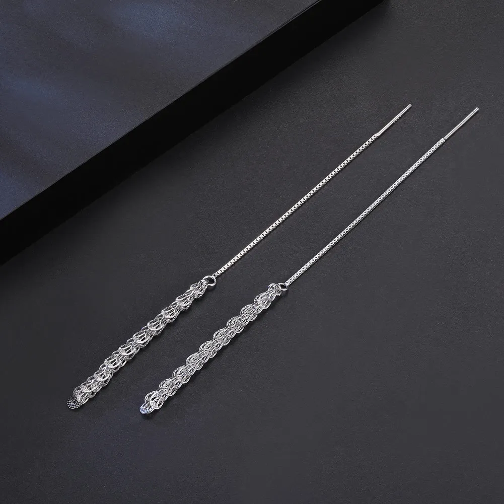 925 Sterling Silver Thread Through Tassel Earring 50500005 - image2