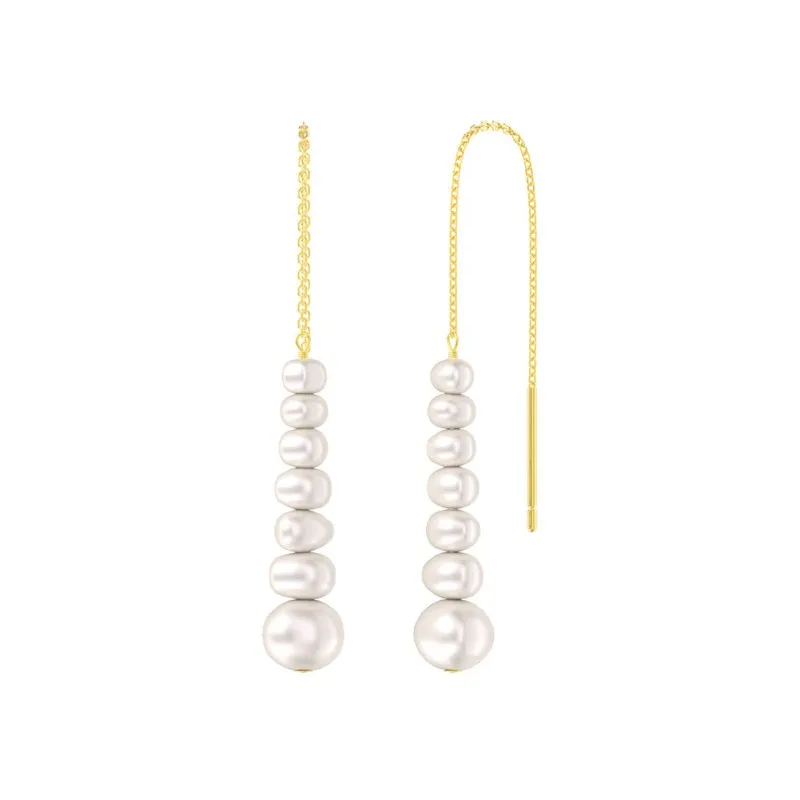 925 Sterling Silver Fresh Water Pearl Thread Through Earring 50500006