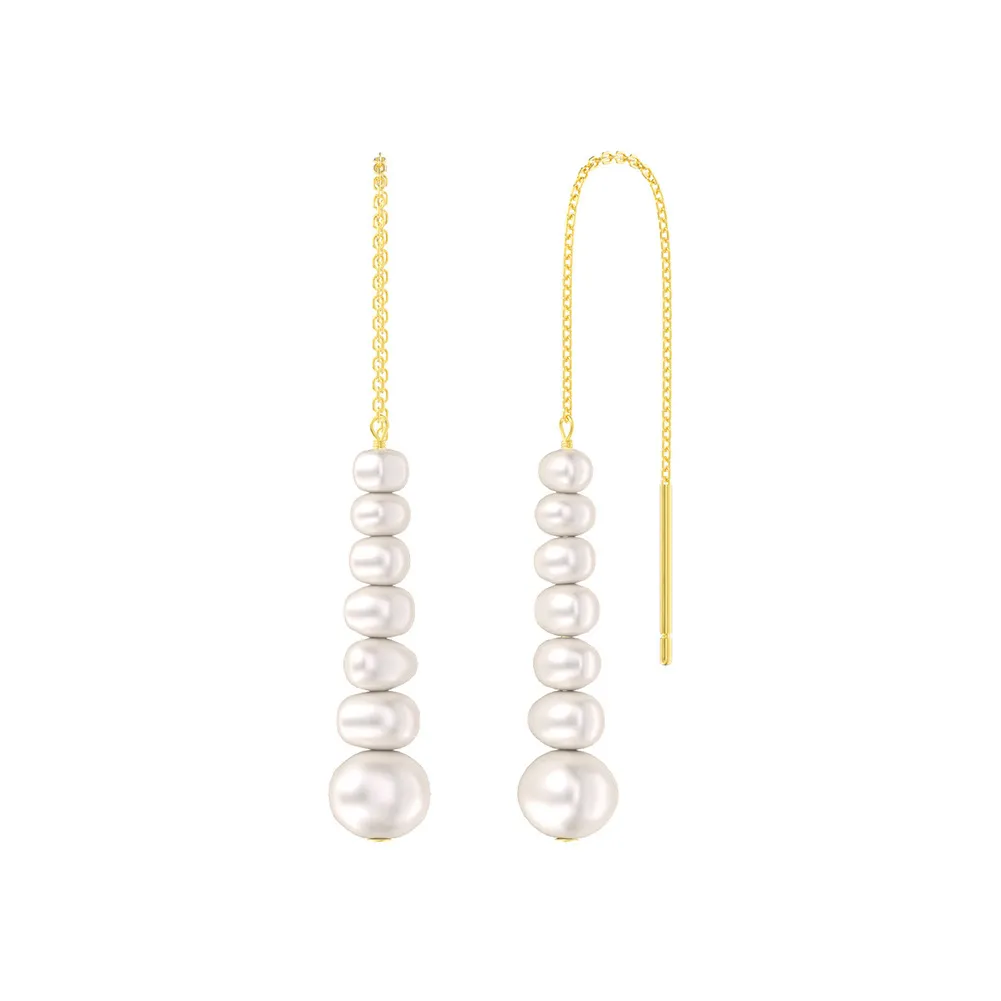 925 Sterling Silver Fresh Water Pearl Thread Through Earring 50500006