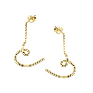 925 Sterling Silver Minimalist Heart Chain Earrings 50500007