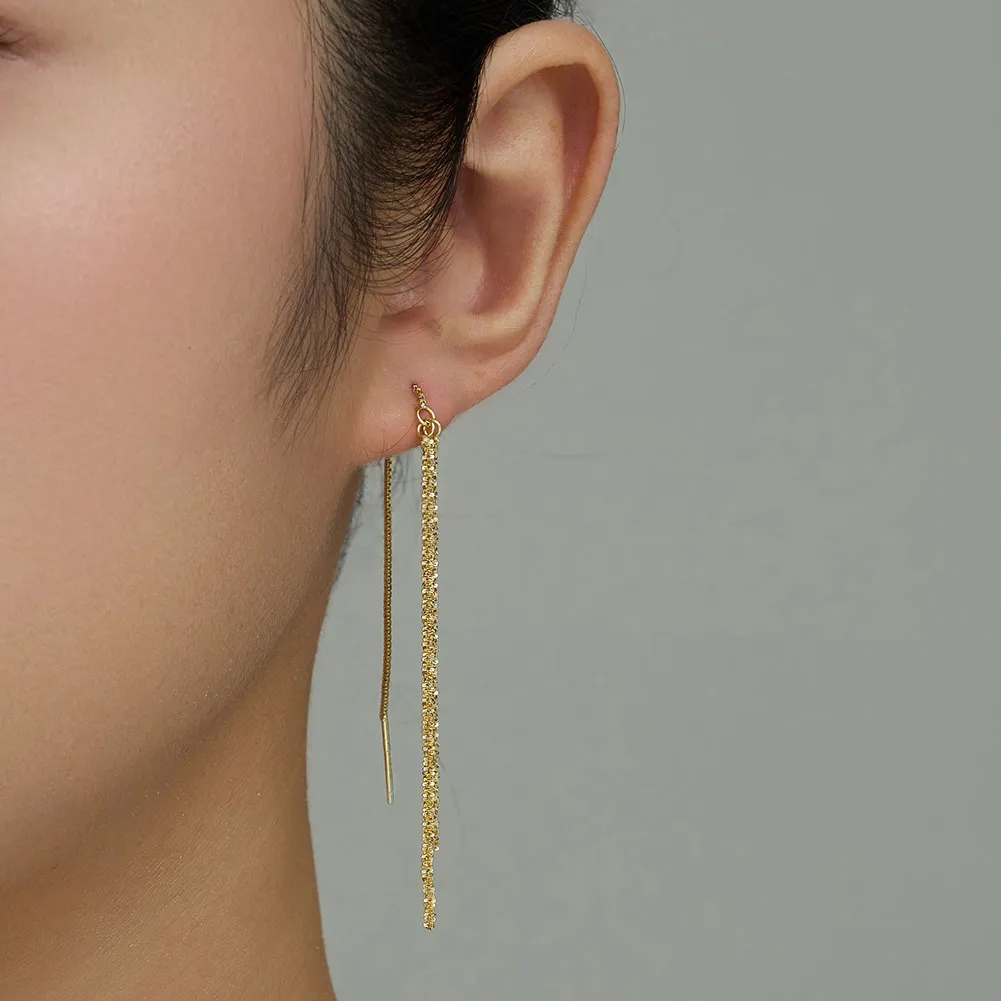 925 Sterling Silver Sparkling Gypsophila Ear Threaders 50500008 - image1