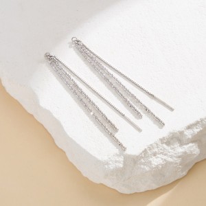 925 Sterling Silver Sparkling Gypsophila Ear Threaders 50500008