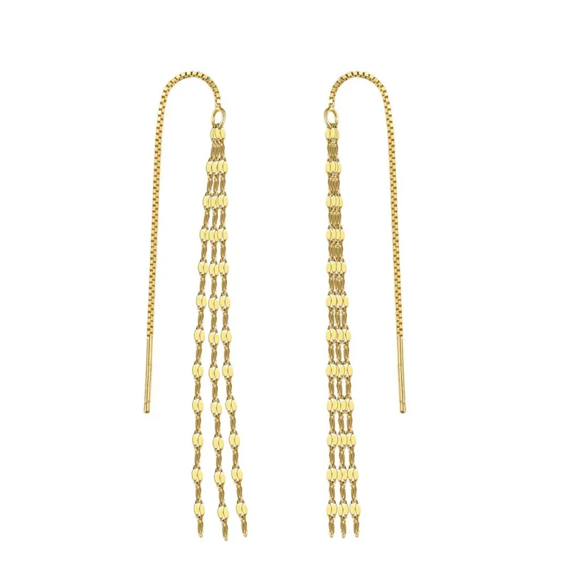 925 Sterling Silver Sparkling Tassel Ear Threaders 50500009