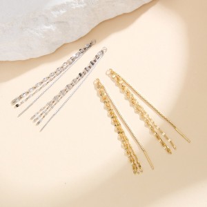 925 Sterling Silver Sparkling Tassel Ear Threaders 50500009