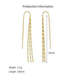 925 Sterling Silver Sparkling Tassel Ear Threaders 50500009