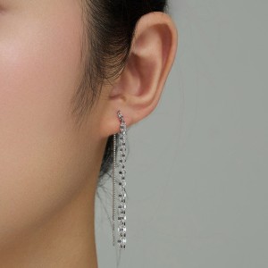925 Sterling Silver Sparkling Tassel Ear Threaders 50500009
