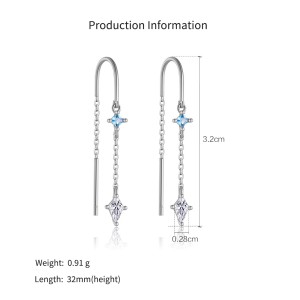 925 Sterling Silver Blue Accent Kite Threaders 50500010