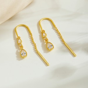 925 Sterling Silver Crystal Teardrop Threader Earrings 50500012 925 Sterling Silver Crystal Teardrop Threader Earrings 50500012